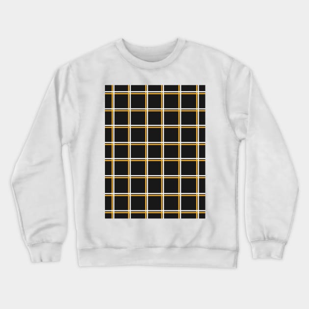 Black with Mustard Yellow Square Grid Crewneck Sweatshirt by OneThreeSix